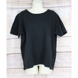 VINTAGE Laura Gayle Womens Size XL Ribbed Pullover Short Sleeve Shirt Black